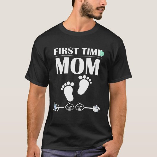 First Time Mom Announcemen Plus Size Cute Graphic Tシャツ (正面)
