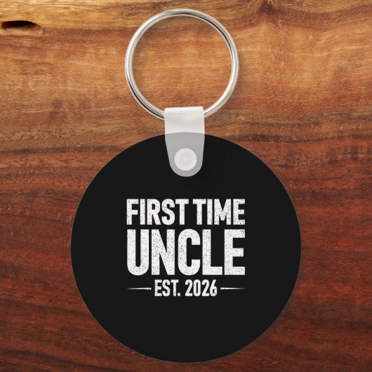 First Time Uncle Est. 2026 Funny New Uncle  キーホルダー (正面)