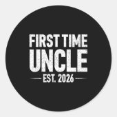 First Time Uncle Est. 2026 Funny New Uncle ラウンドシール (正面)