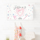 First Toothベビーガールシャワーパーティー編集可能バナー 横断幕 (インサイチュ)