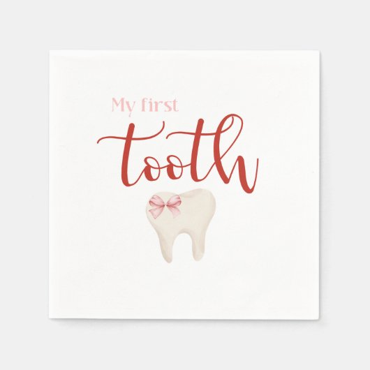 First Tooth - Agra Hadigミニマリストピンク スタンダードカクテルナプキン (正面)