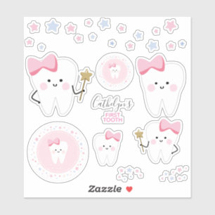 First Tooth Baby Girlスクラップブックまたはパーティーシール シール