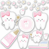 First Tooth Baby Girlスクラップブックまたはパーティーデコール シール (正面)