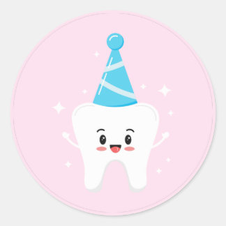 First Tooth Party Favor Stickers - Agrahadig ラウンドシール