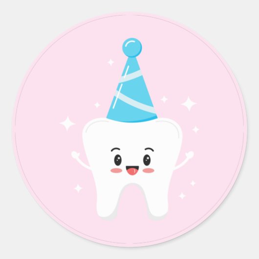 First Tooth Party Favor Stickers - Agrahadig ラウンドシール (正面)