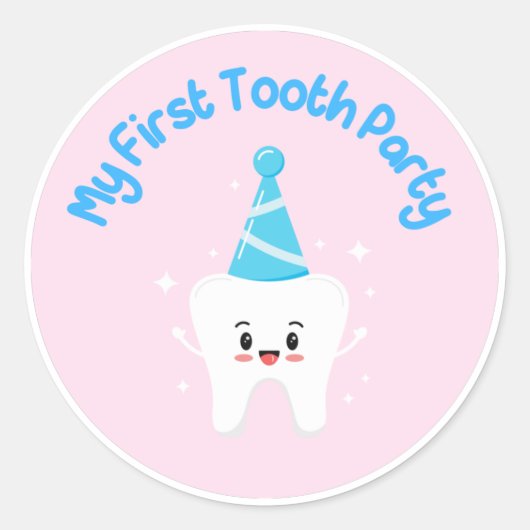First Tooth Party Favor Stickers - Agrahadig ラウンドシール (正面)