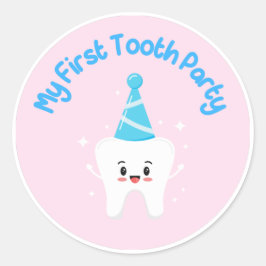 First Tooth Party Favor Stickers - Agrahadig ラウンドシール