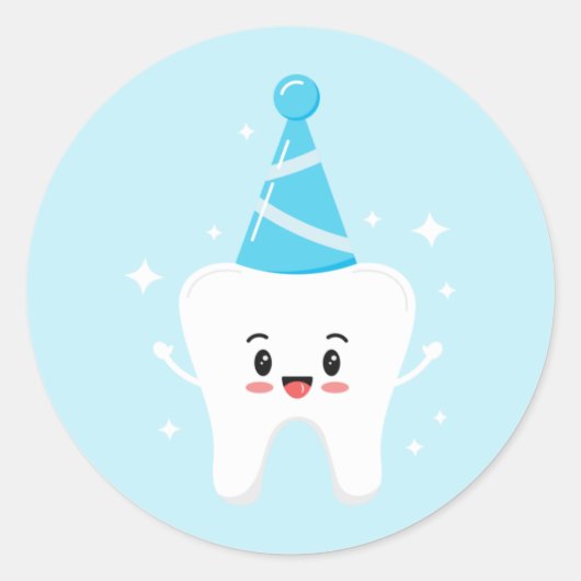 First Tooth Party Favor Stickers - Agrahadig  ラウンドシール (正面)
