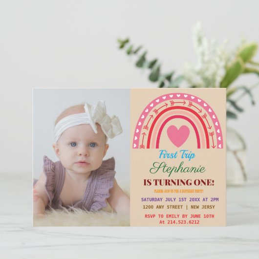 First Trip のまわりに The Rainbow 1th Birthday写真 招待状 (スタンド正面)