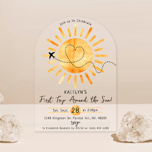 First Trip のまわりに The Sunの誕生日 アクリル招待状