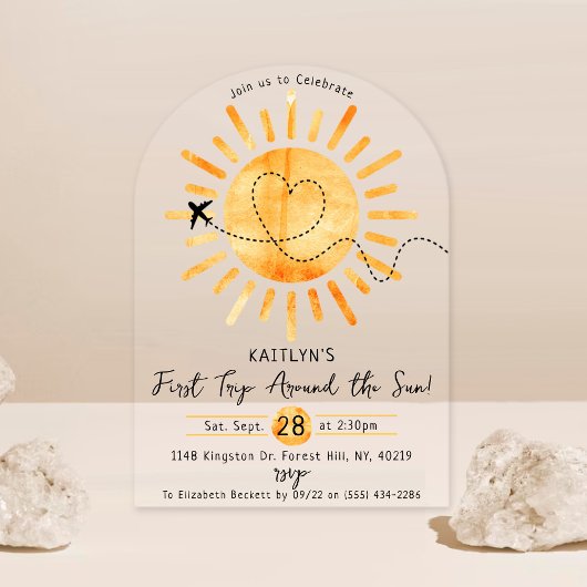 First Trip のまわりに The Sunの誕生日 アクリル招待状
