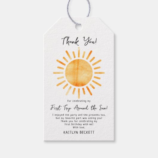 First Trip のまわりに The Sunの誕生日 ギフトタグ (正面)