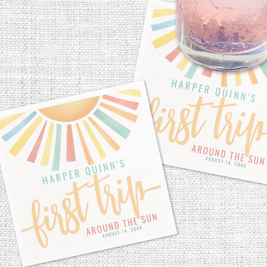 First Trip のまわりに The Sunの誕生日 スタンダードカクテルナプキン
