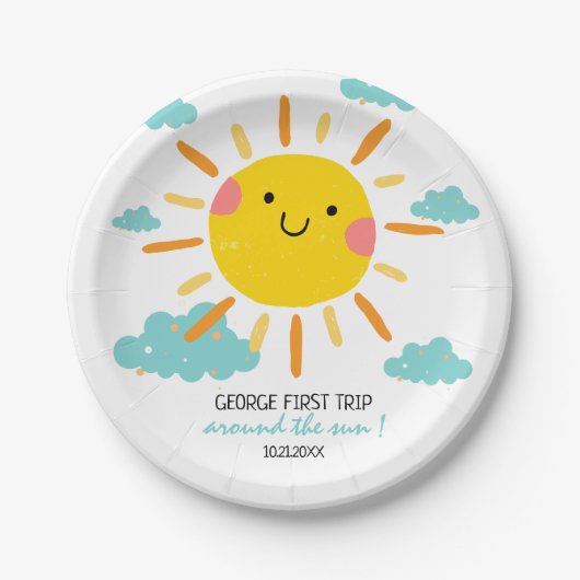 First Trip のまわりに The Sunの誕生日 ペーパープレート (正面)