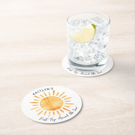 First Trip のまわりに The Sunの誕生日 ラウンドペーパーコースター (インサイチュ)