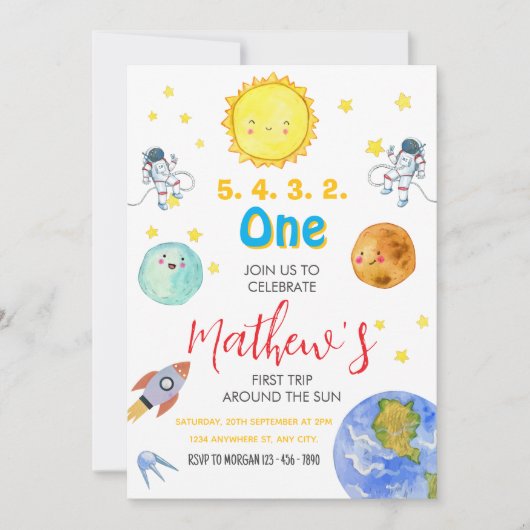 First Trip のまわりに The Sunの誕生日 招待状 (正面)