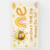 First Trip のまわりに the Sun誕生日Photo Welcome 横断幕 (縦)