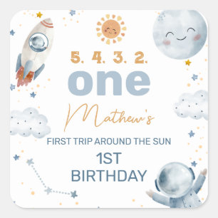First Trip のまわりに the Sun 1st Birthdayステッカー スクエアシール