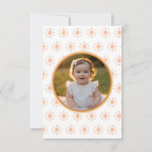 First Trip のまわりに The Sun 1st Birthdayパーティー写真 招待状 (裏面)