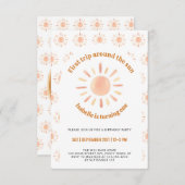 First Trip のまわりに The Sun 1st Birthdayパーティー写真 招待状 (正面/裏面)