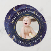 First Trip のまわりに The Sun 1st Birthdayパーティー写真 招待状 (正面/裏面)