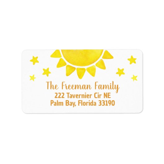 First Trip のまわりに The Sun 1st Birthday Address ラベル (正面)