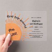 First Trip のまわりに The Sun 1st Birthday Horizontal アクリル招待状 (インサイチュ (ポータブル))