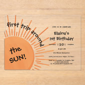 First Trip のまわりに The Sun 1st Birthday Horizontal アクリル招待状 (正面)