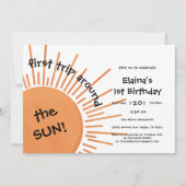 First Trip のまわりに The Sun 1st Birthday Horizontal 招待状 (正面)
