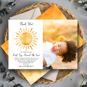 First Trip のまわりに The Sun 1st Birthday Photo サンキューカード