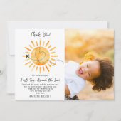 First Trip のまわりに The Sun 1st Birthday Photo サンキューカード (正面)