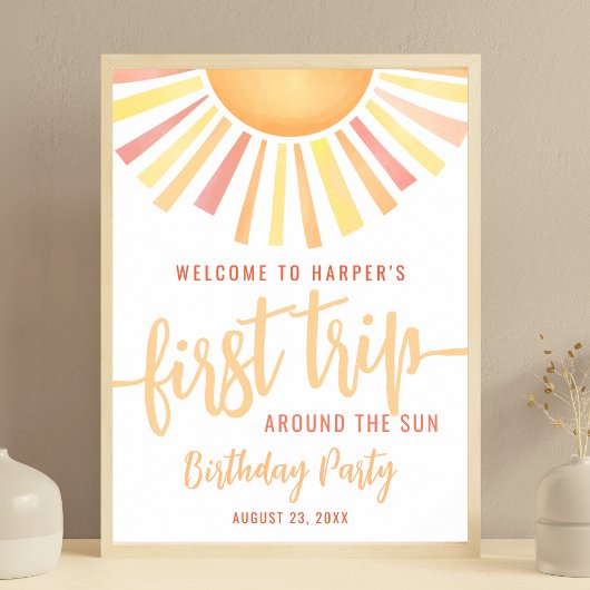 First Trip のまわりに The Sun 1st Birthday Sign ポスター