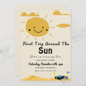First Trip のまわりに The Sun Birthday Party Invitation 招待状 (正面/裏面)