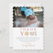 First Trip のまわりに the Sun Boho 1st Birthday Photo サンキューカード (裏面)