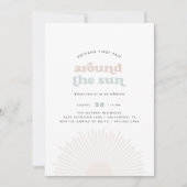 First Trip のまわりに the Sun Boho Kids 1st Birthday 招待状 (正面)