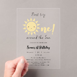 First Trip のまわりに The Sun Cute 1st Birthday アクリル招待状