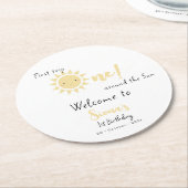 First Trip のまわりに The Sun Cute 1st Birthday ラウンドペーパーコースター (アングル)