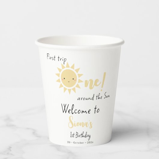 First Trip のまわりに The Sun Cute 1st Birthday 紙コップ (裏面)