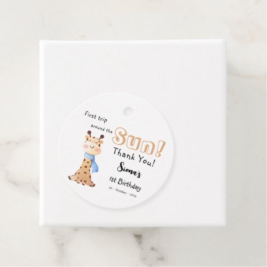 First Trip のまわりに The Sun Giraffe 1st Birthday フェイバータグ (インサイチュ)