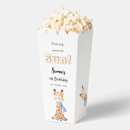 First Trip のまわりに The Sun Giraffe 1st Birthday フェイバーボックス (はじけた状態)