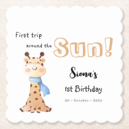 First Trip のまわりに The Sun Giraffe 1st Birthday ペーパーコースター