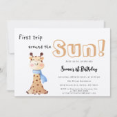 First Trip のまわりに The Sun Giraffe 1st Birthday 招待状 (正面)