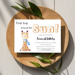 First Trip のまわりに The Sun Giraffe 1st Birthday 招待状