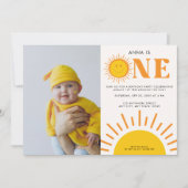 First trip のまわりに the Sun Girl 1st birthday Photo 招待状 (正面)