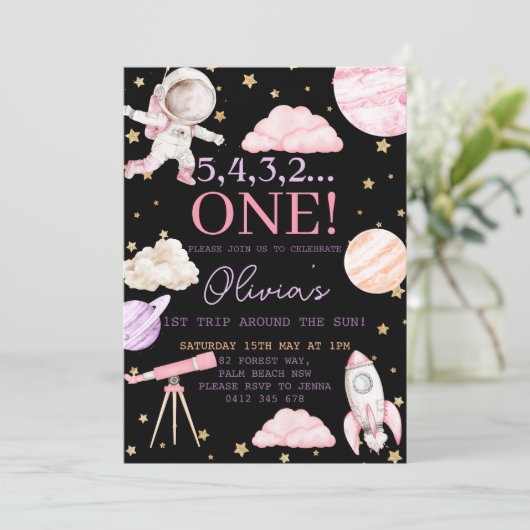 First Trip のまわりに the Sun Girl black 1st Birthday 招待状 (スタンド正面)