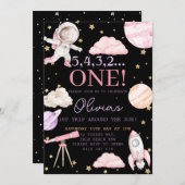 First Trip のまわりに the Sun Girl black 1st Birthday 招待状 (正面/裏面)