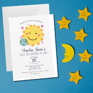 First Trip のまわりに The Sun Kids 1st Birthday 招待状
