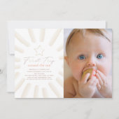 First Trip のまわりに The Sun Photo Boho誕生日1日 招待状 (正面)