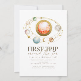 First Trip のまわりに The Sun Planets 1st Birthday 招待状