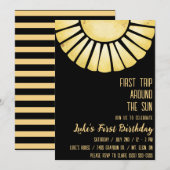 First Trip のまわりに the Sun, Sunray 1st Birthday 招待状 (正面/裏面)